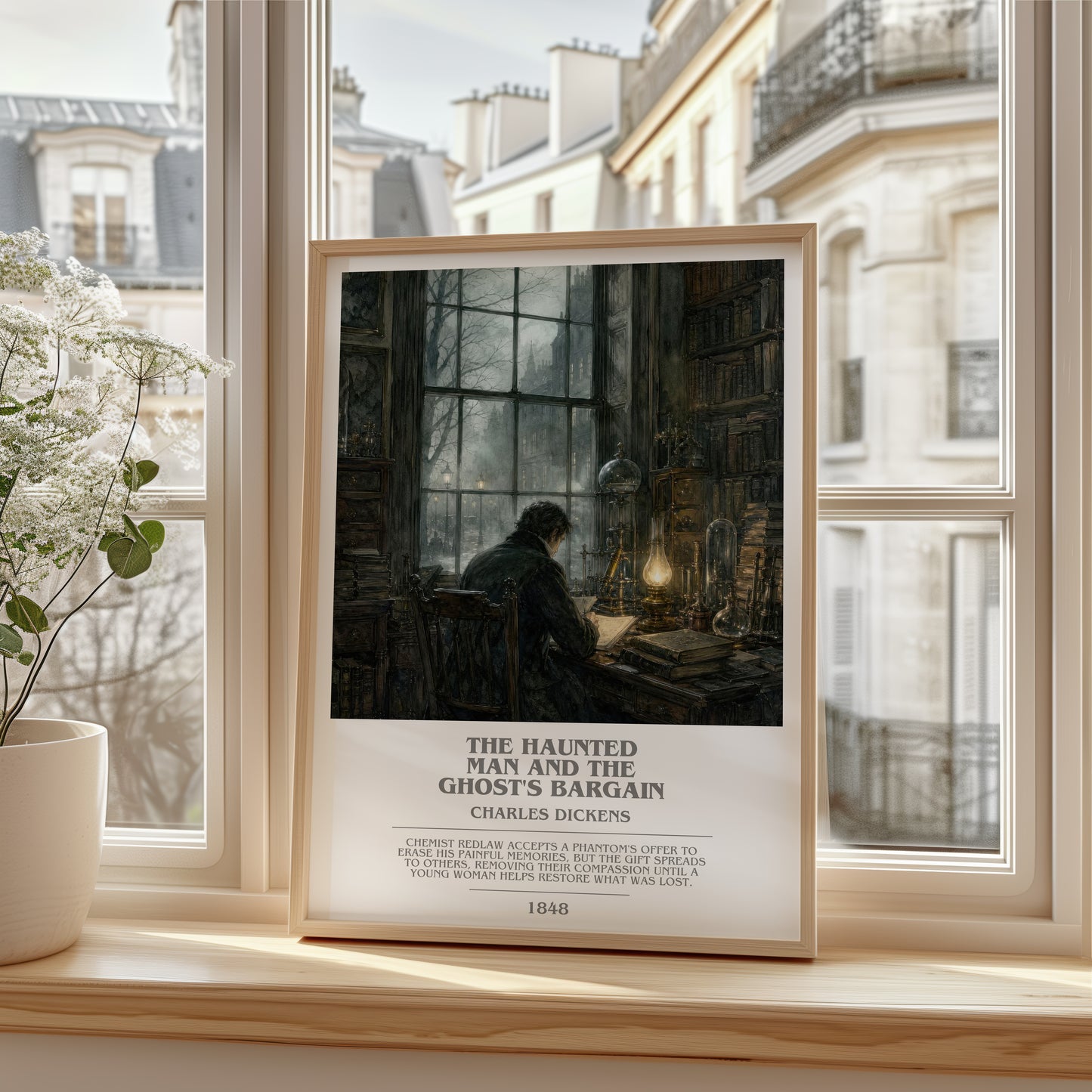 The Haunted Man And The Ghost'S Bargain bookish poster colour and style options – Charles Dickens book art