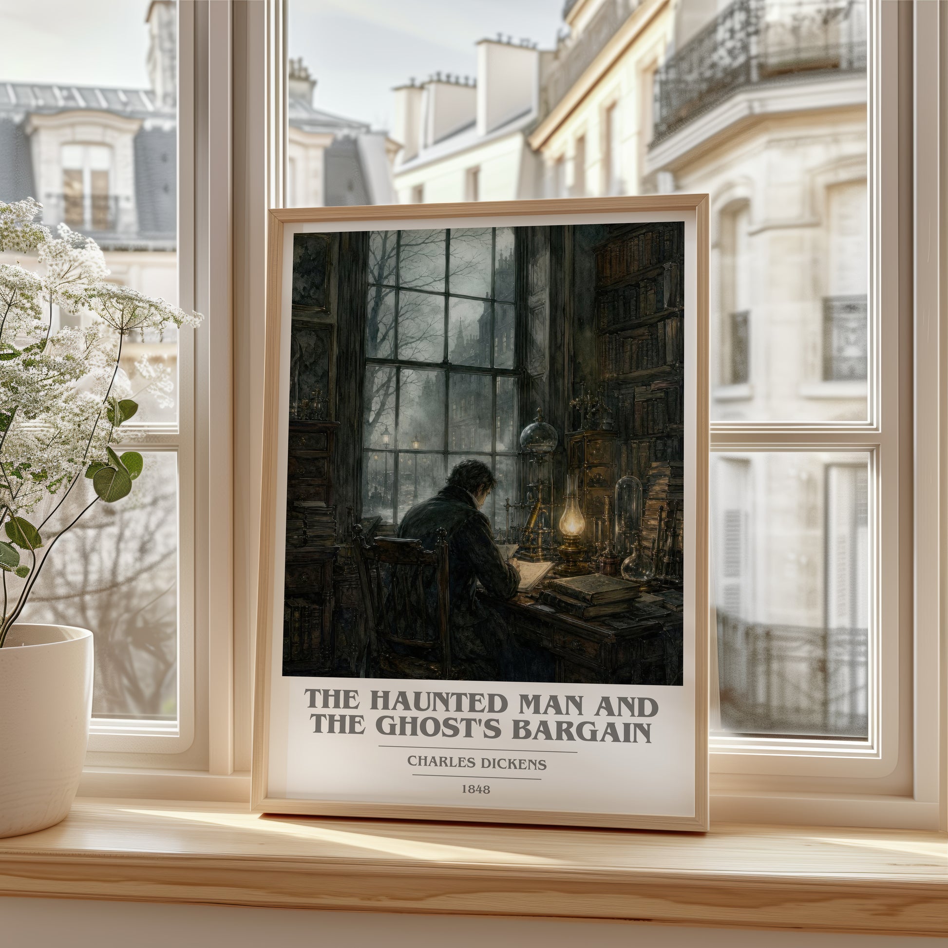 The Haunted Man And The Ghost'S Bargain book cover poster colour and style options – Charles Dickens book art
