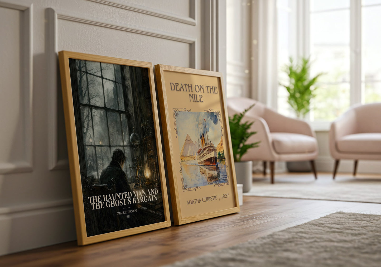 The Haunted Man And The Ghost'S Bargain watercolour print framed by window – literary home decor