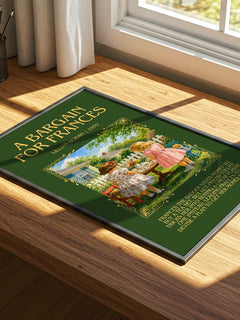 A Bargain for Frances Minimalist Book Poster by Lillian Hoban – print on a sunlit desk