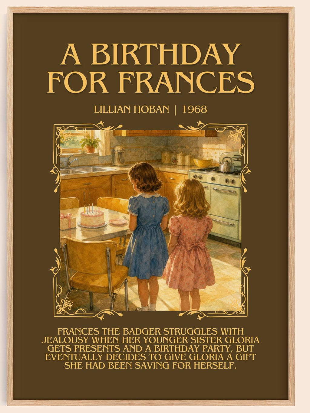 A birthday for Frances Minimalist Book Poster by Lillian Hoban – book poster