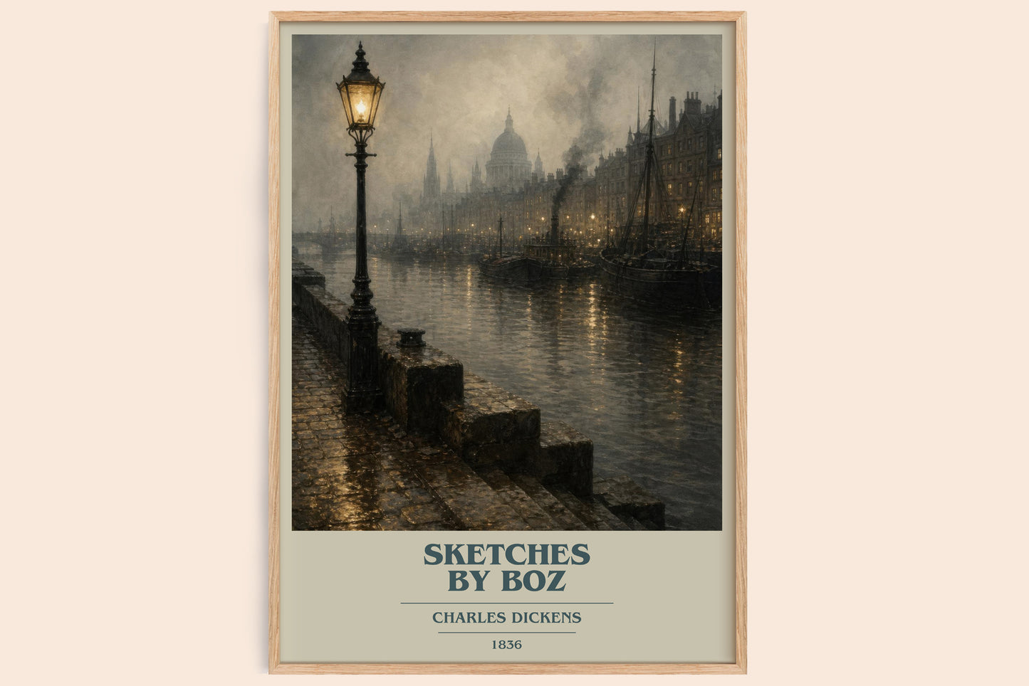 Sketches By Boz book cover book poster by Charles Dickens – framed literary art print