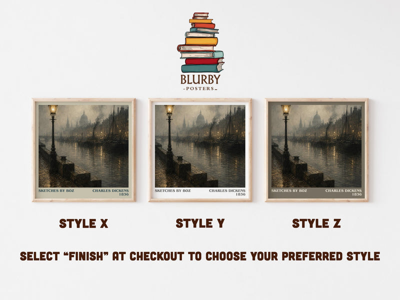 Sketches By Boz literary print in frame leaning in hallway – classic literature wall art