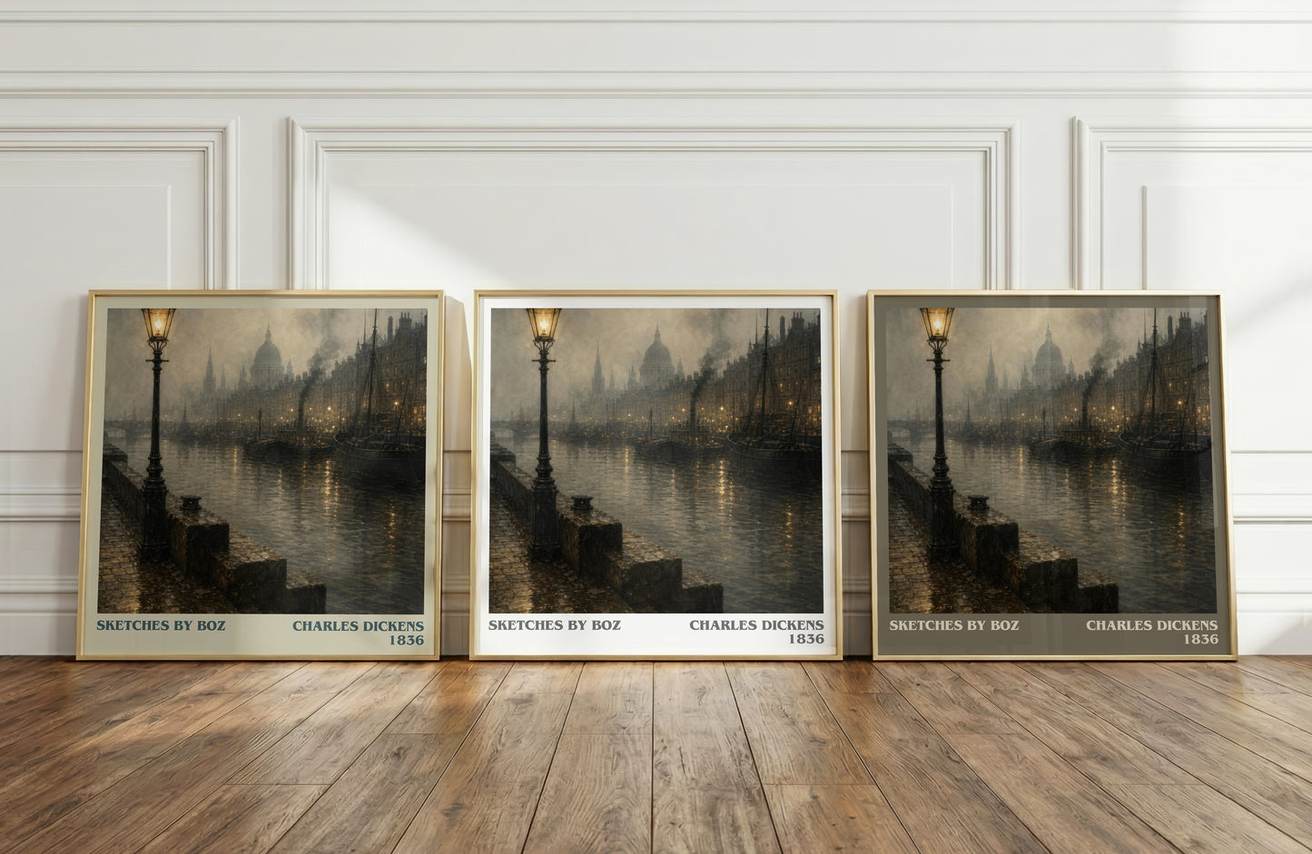 Sketches By Boz literary art print colour and style options – Charles Dickens book art