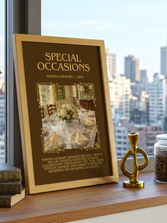 Special occasions Minimalist Book Poster by Martha Stewart – framed print on a city-view windowsill
