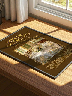 Special occasions Minimalist Book Poster by Martha Stewart – print on a sunlit desk