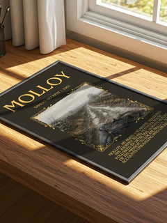Molloy Minimalist Book Poster by Samuel Beckett – print on a sunlit desk