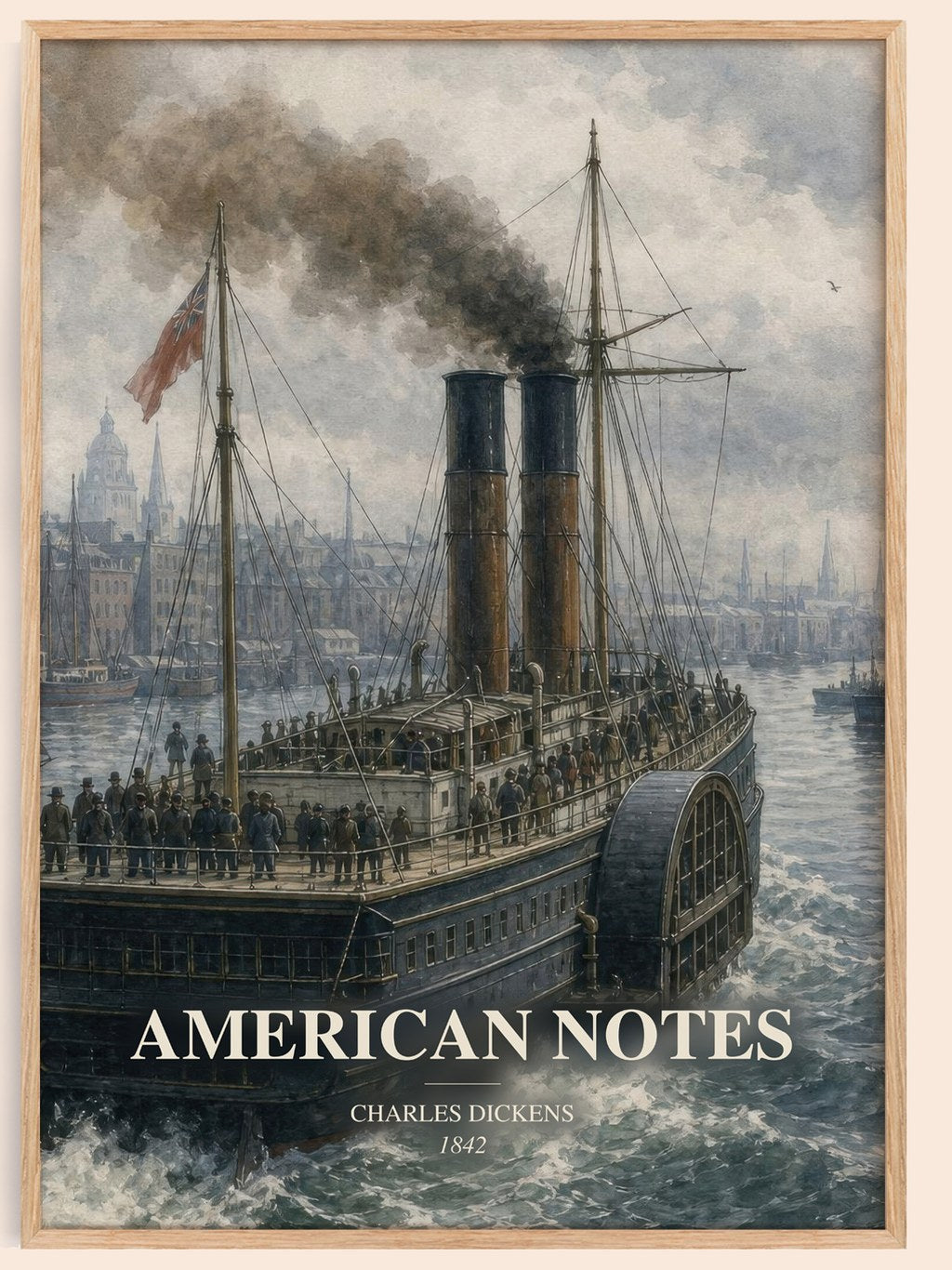 American Notes watercolour book poster by Charles Dickens – framed literary art print
