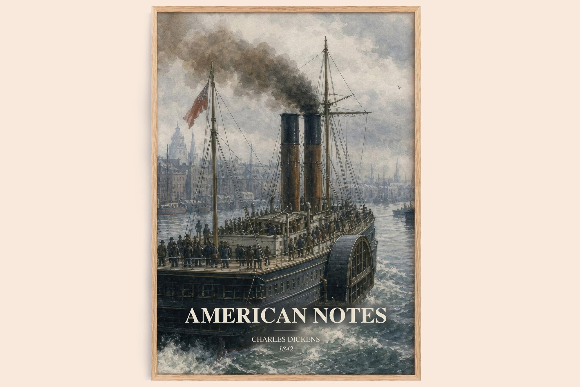 American Notes watercolour book poster by Charles Dickens – framed literary art print
