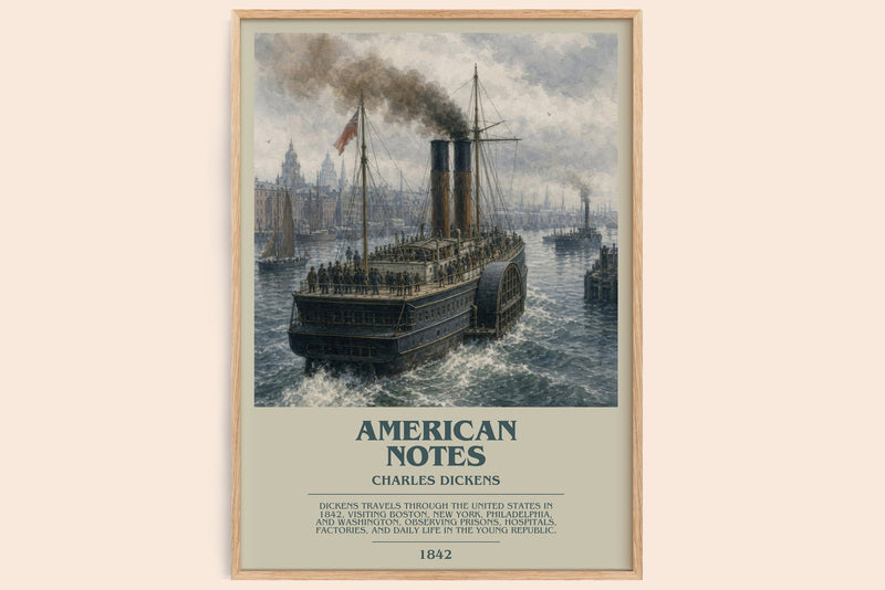 American Notes bookish book poster by Charles Dickens – framed literary art print