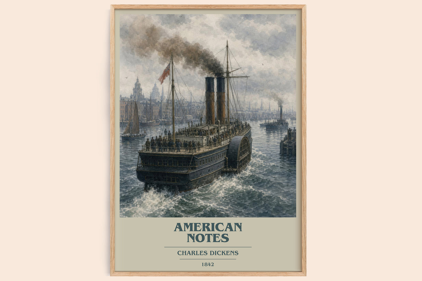 American Notes book cover book poster by Charles Dickens – framed literary art print