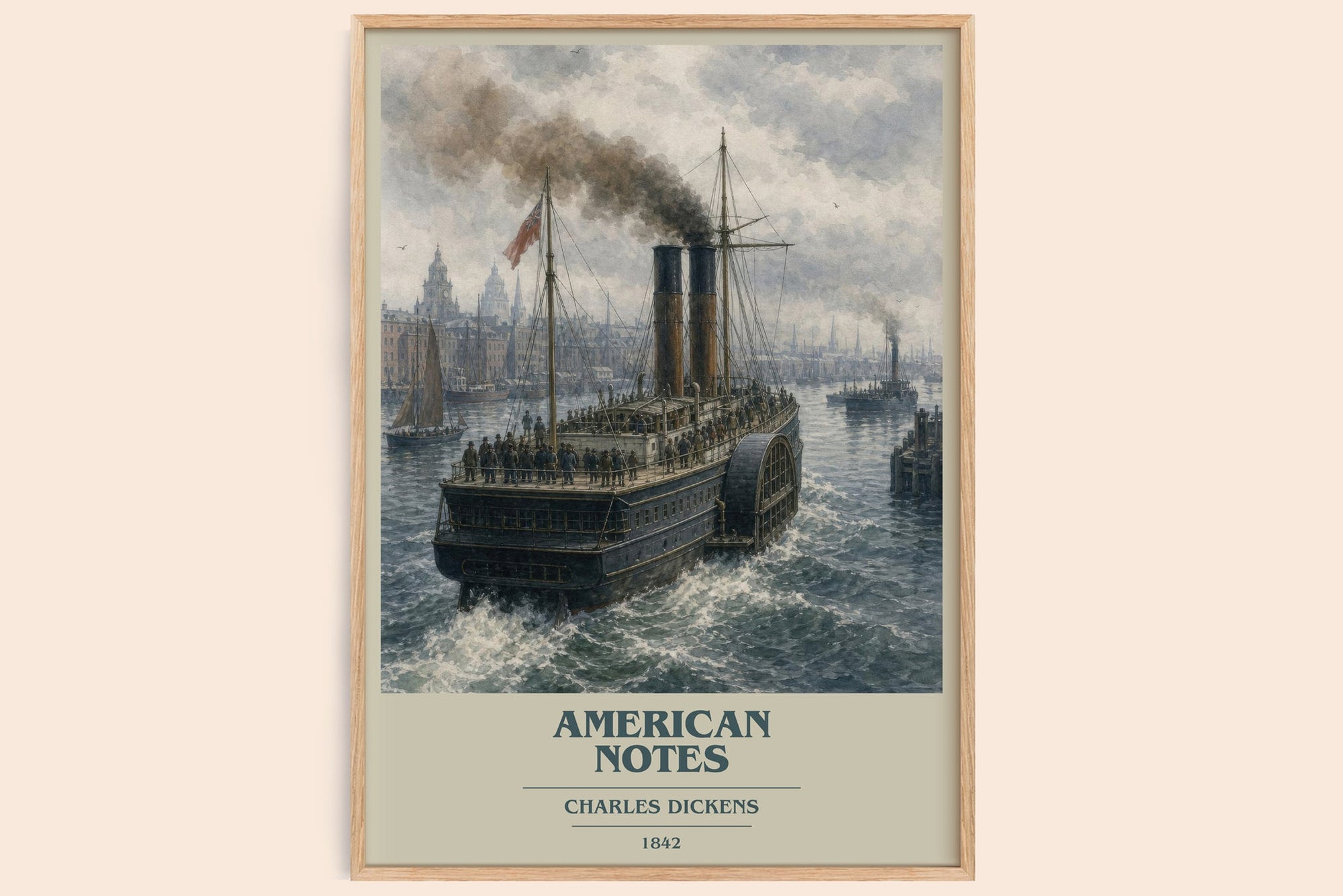 American Notes book cover book poster by Charles Dickens – framed literary art print