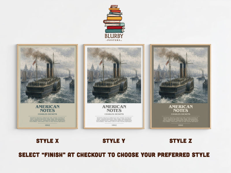 American Notes bookish print in frame leaning in hallway – non fiction wall art