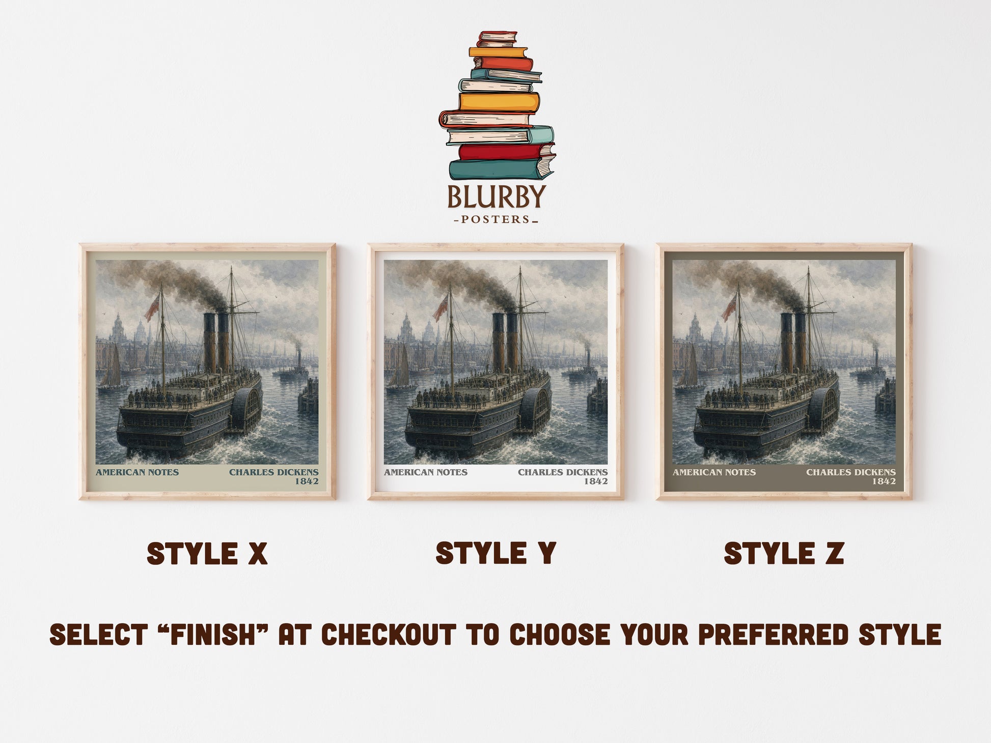 American Notes literary print in frame leaning in hallway – non fiction wall art