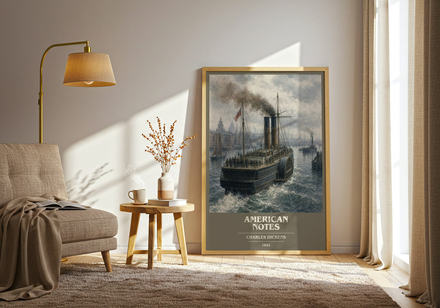 American Notes book cover print on bookshelf – Charles Dickens fan gift