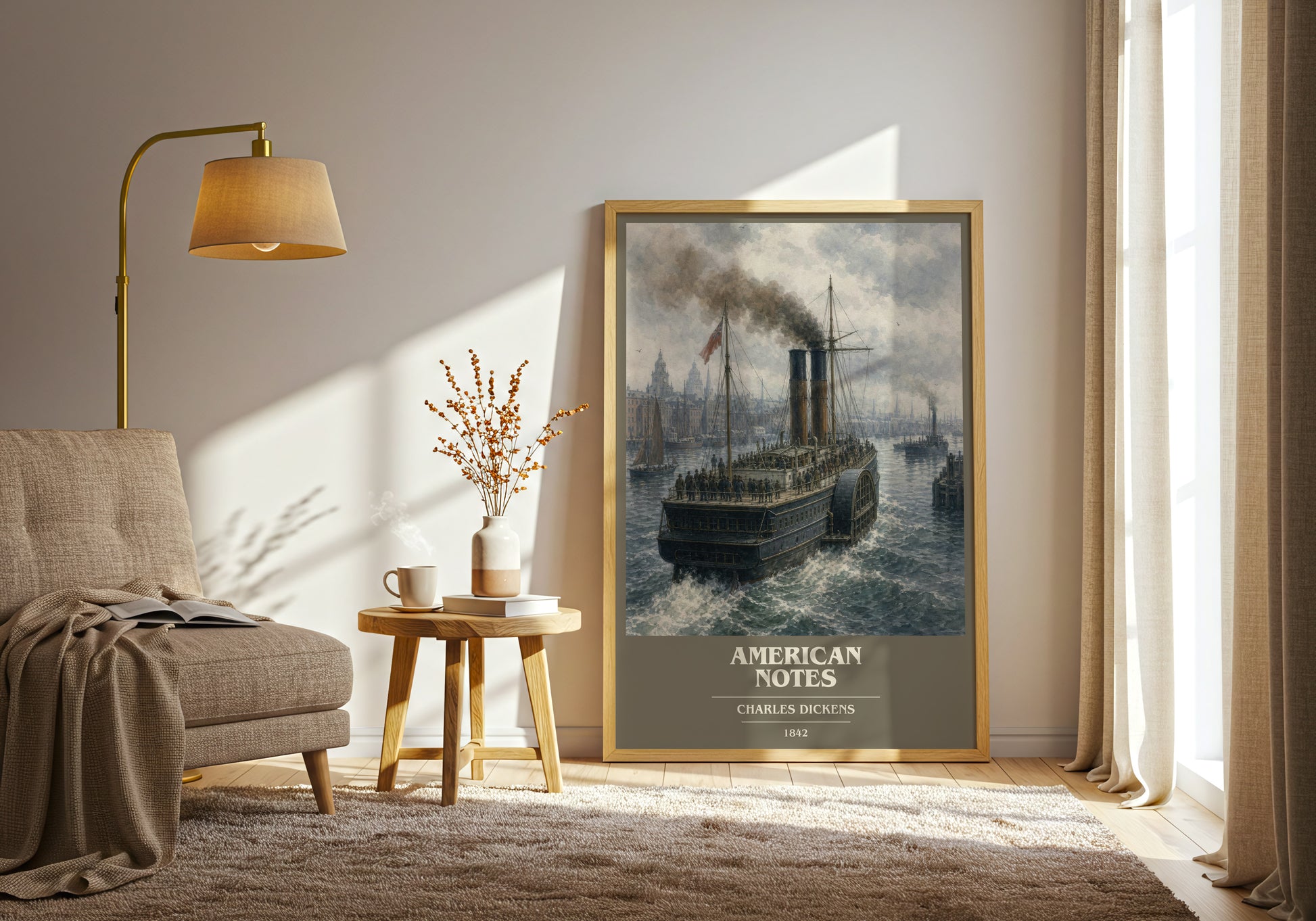 American Notes book cover print on bookshelf – Charles Dickens fan gift