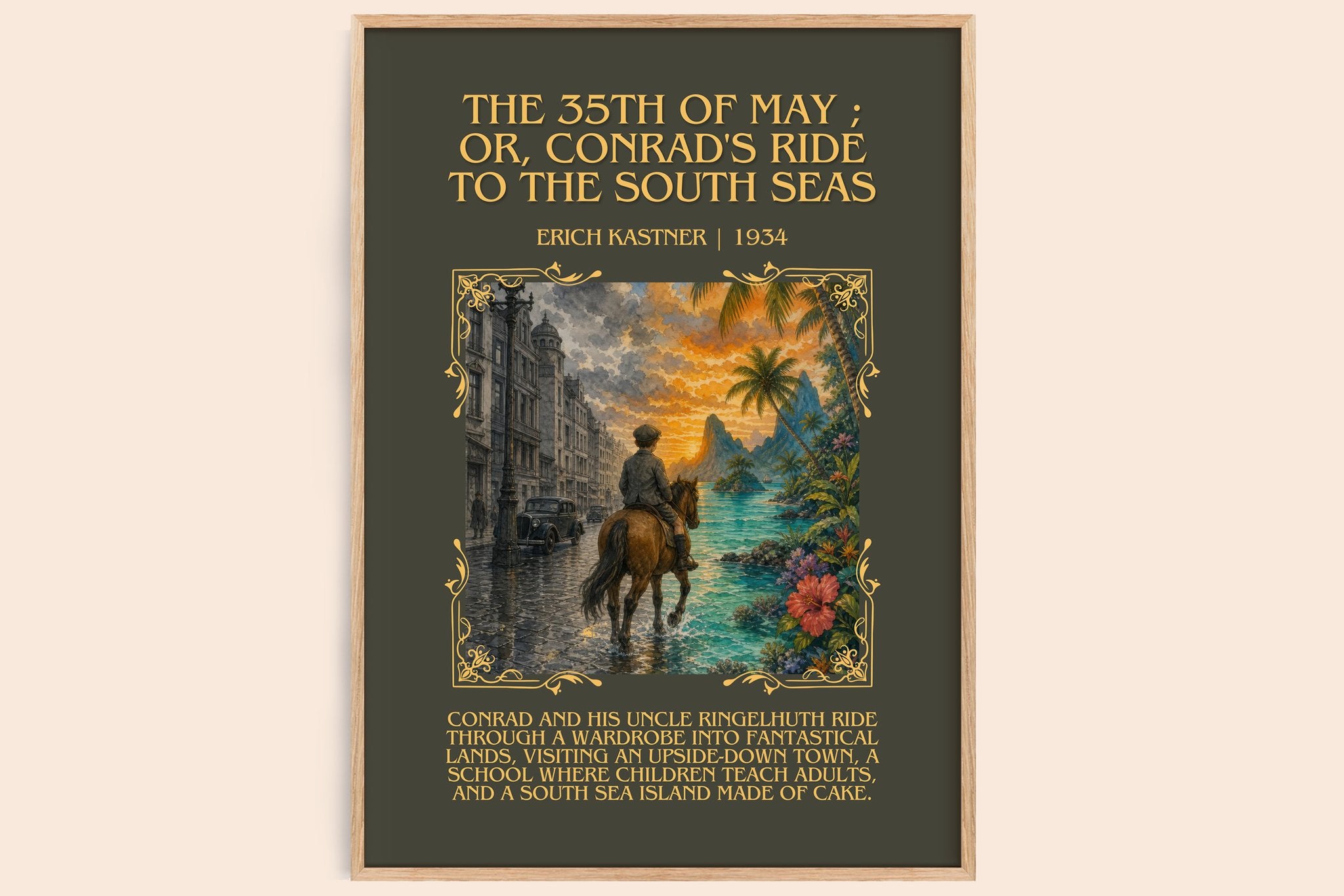 The 35th of May ; or, Conrad's ride to the South seas Minimalist Book Poster by Erich Kästner