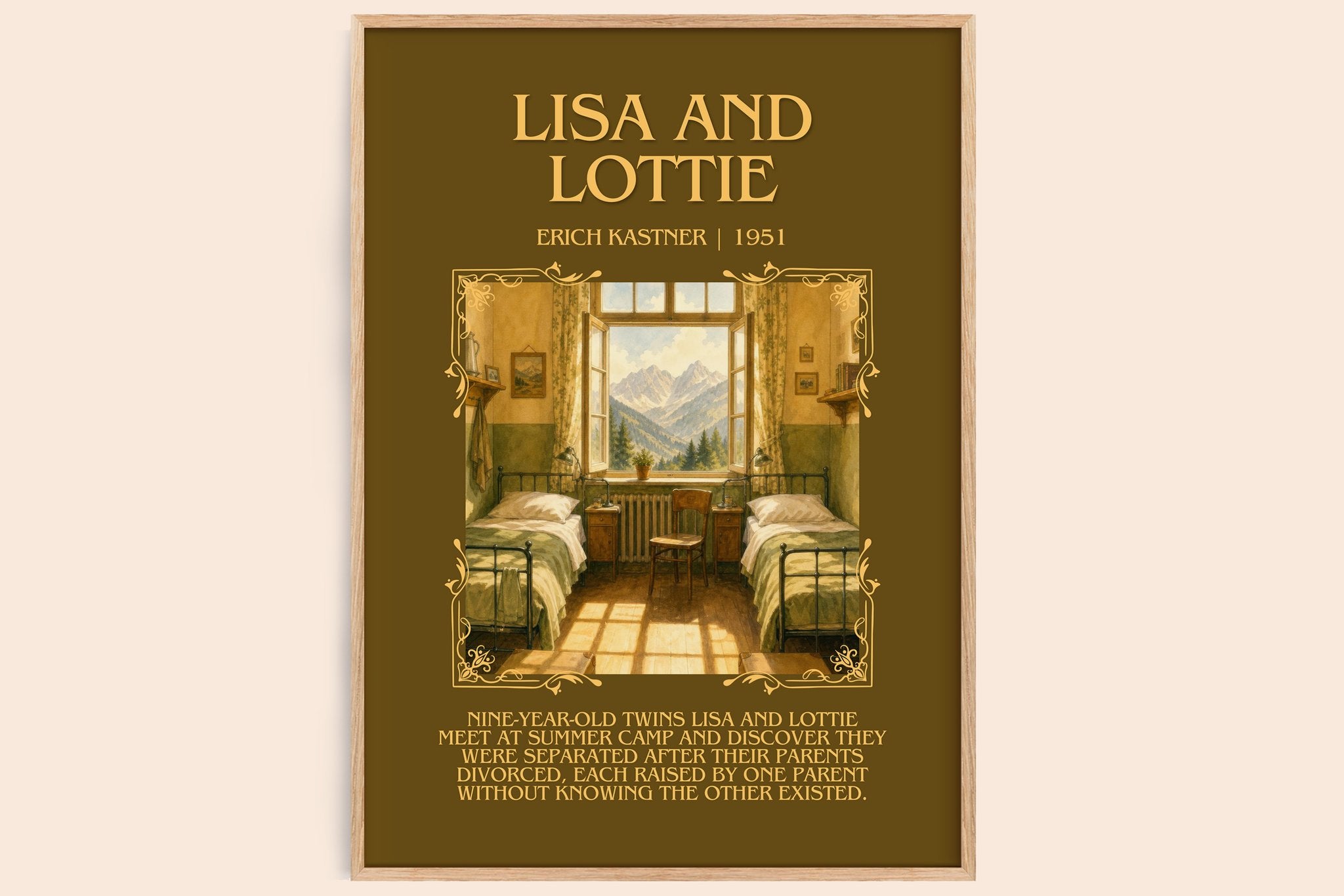 Lisa and Lottie Minimalist Book Poster by Erich Kästner