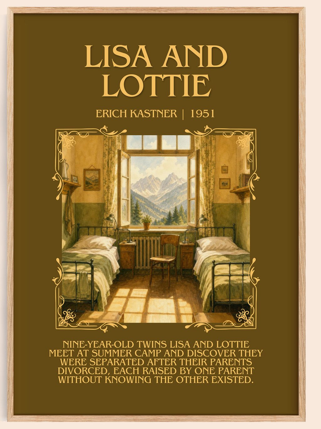 Lisa and Lottie Minimalist Book Poster by Erich Kästner – book poster
