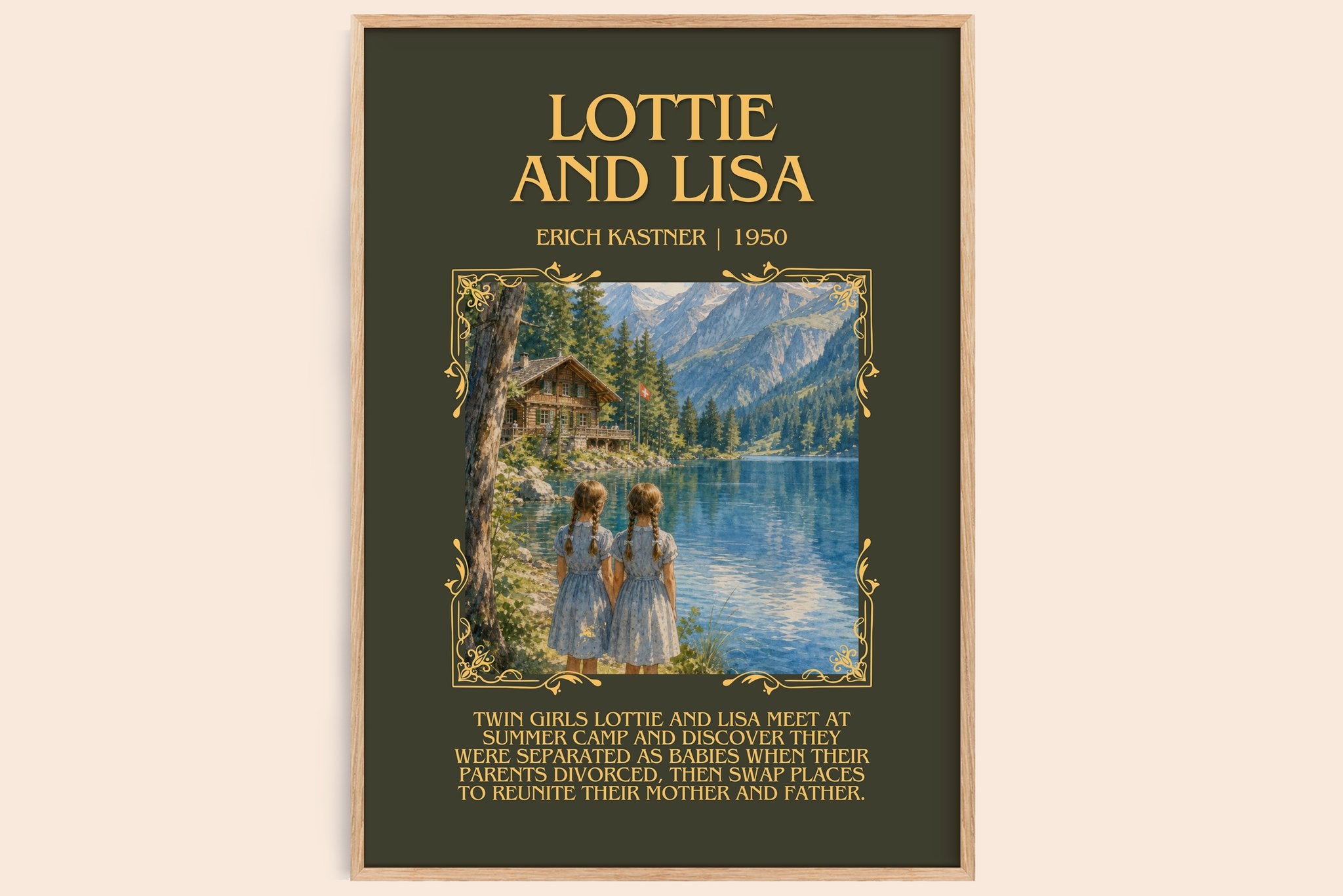 Lottie and Lisa Minimalist Book Poster by Erich Kästner