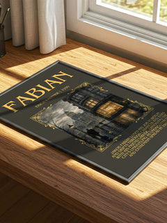 Fabian Minimalist Book Poster by Erich Kästner – print on a sunlit desk
