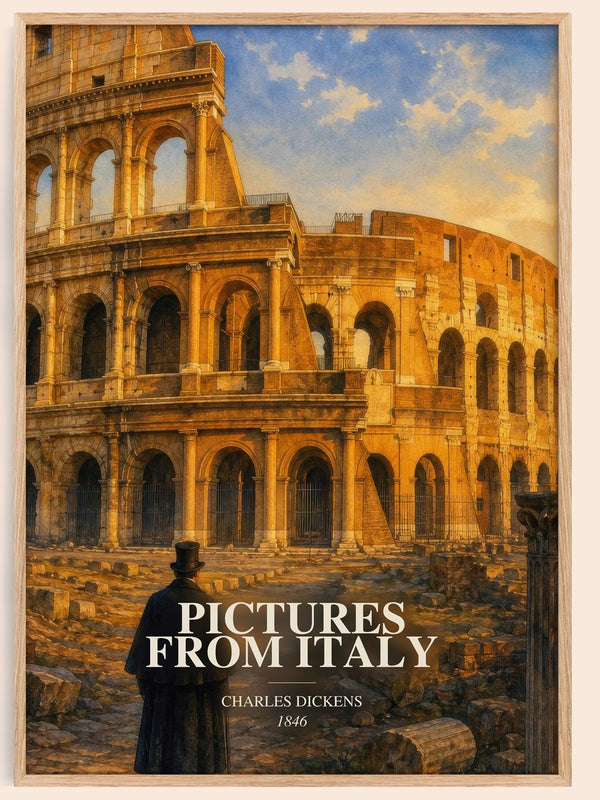 Pictures From Italy watercolour book poster by Charles Dickens – framed literary art print