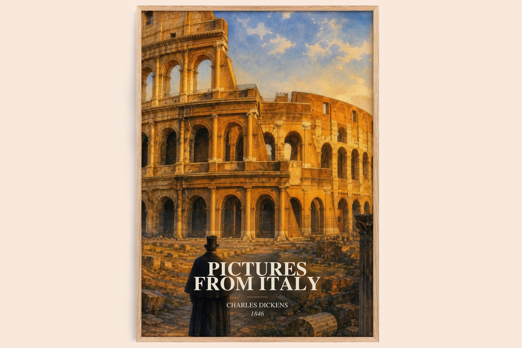 Pictures From Italy watercolour book poster by Charles Dickens – framed literary art print