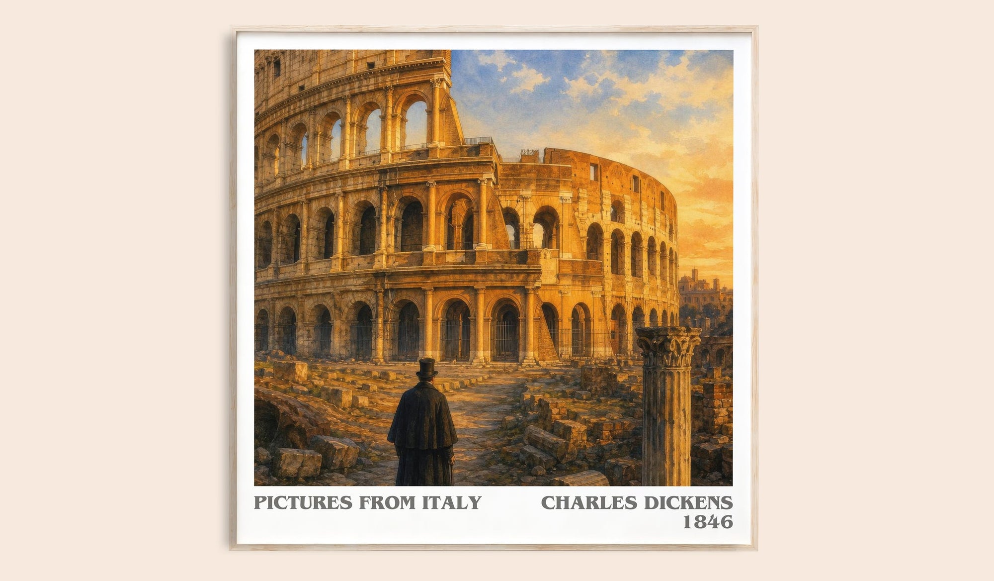 Pictures From Italy literary book poster by Charles Dickens – framed literary art print