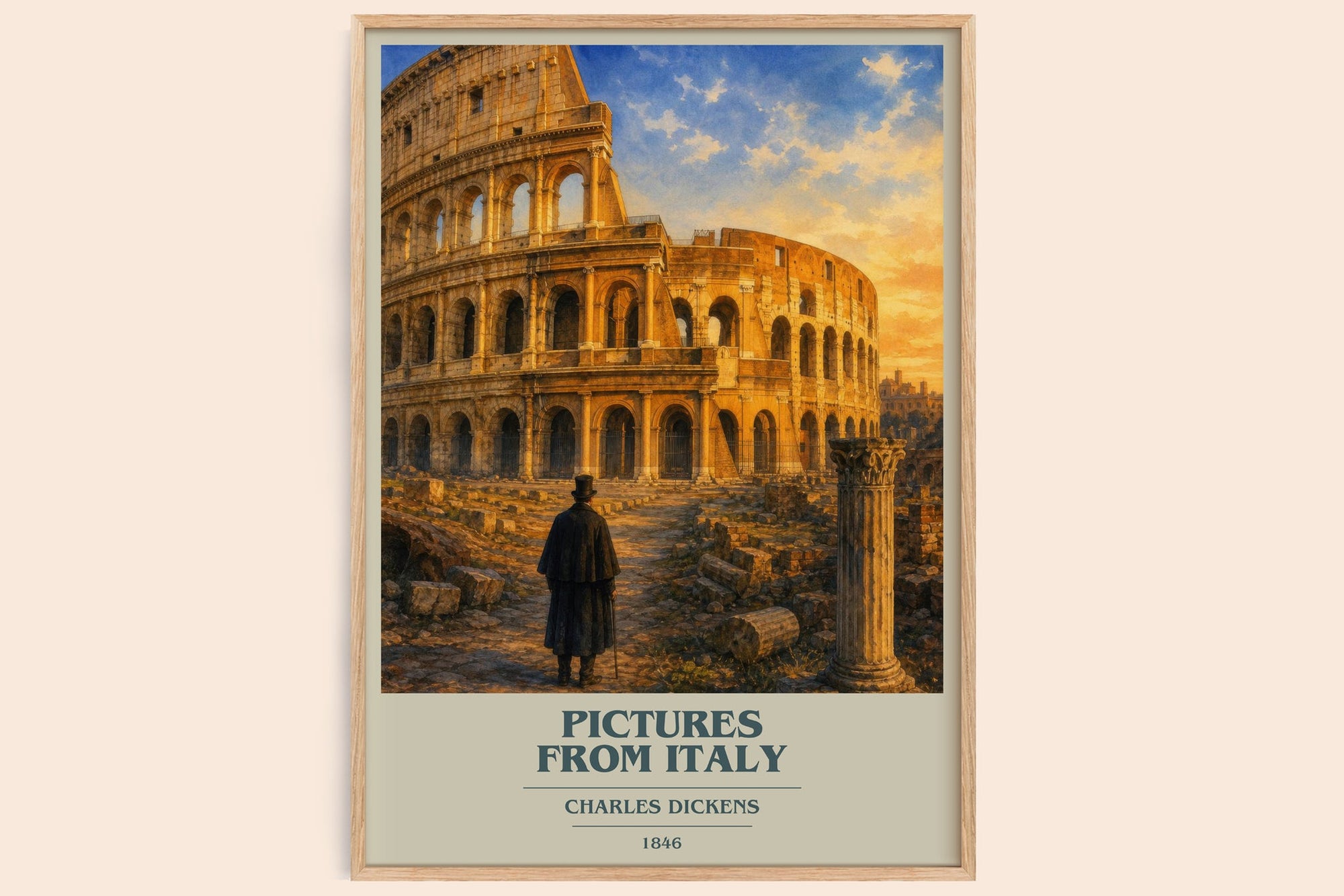 Pictures From Italy book cover book poster by Charles Dickens – framed literary art print