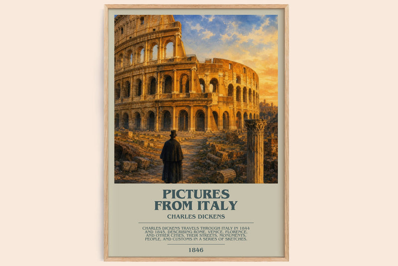 Pictures From Italy bookish book poster by Charles Dickens – framed literary art print