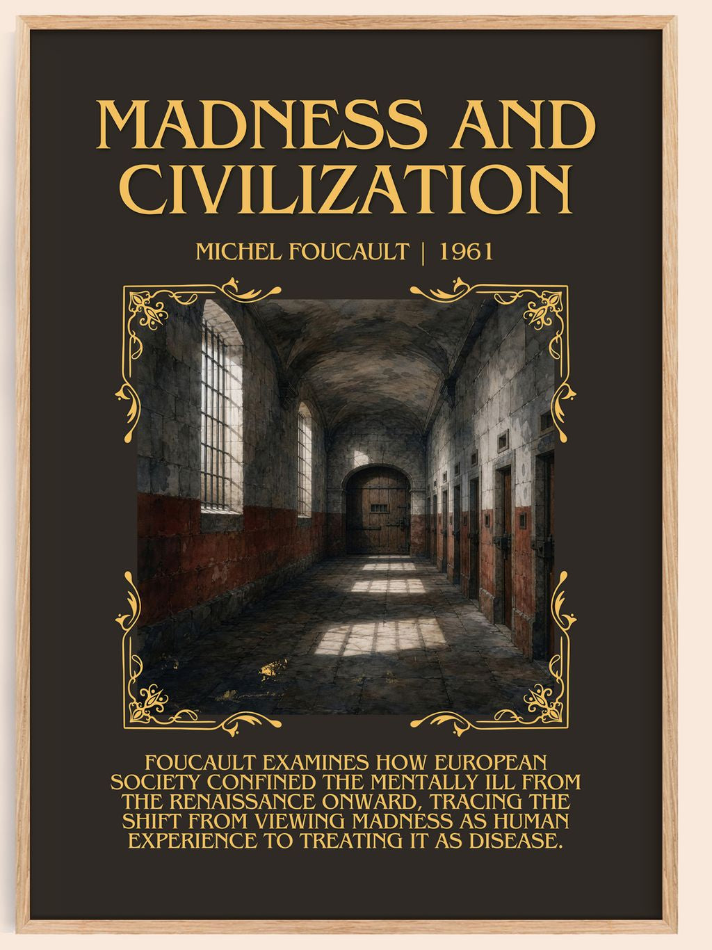 Madness and Civilization Minimalist Book Poster by Michel Foucault – book poster