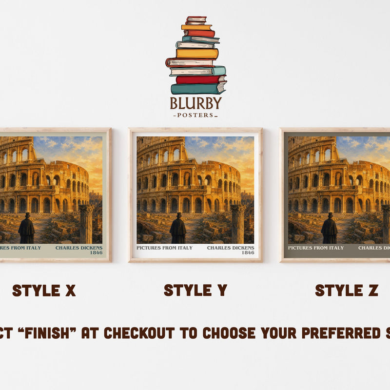 Pictures From Italy literary print in frame leaning in hallway – non fiction wall art