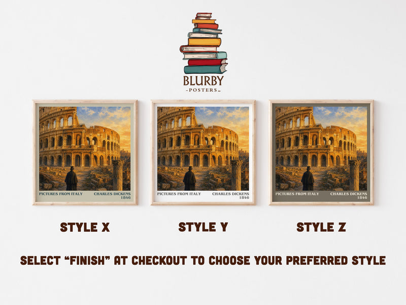Pictures From Italy literary print in frame leaning in hallway – non fiction wall art