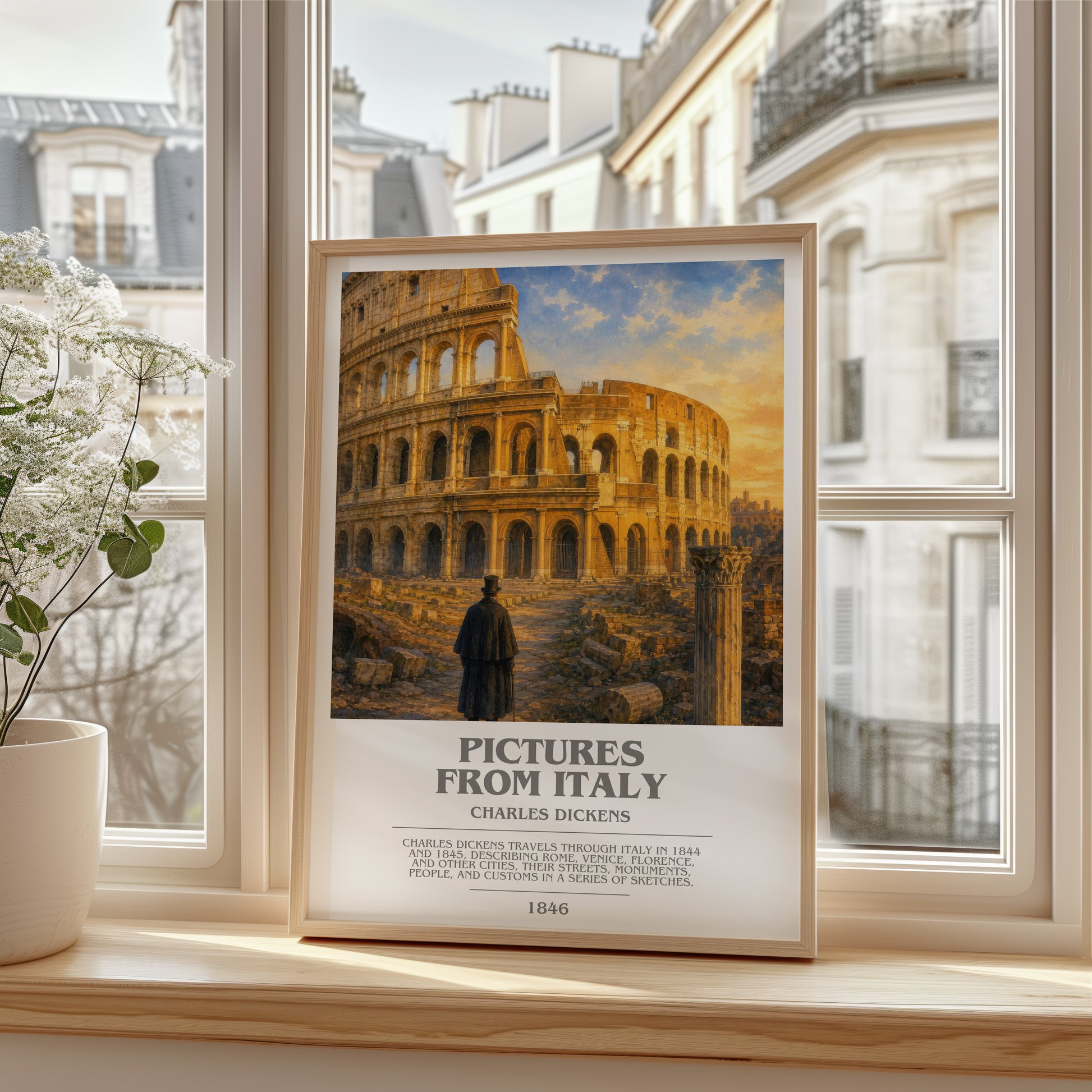 Pictures From Italy bookish poster colour and style options – Charles Dickens book art