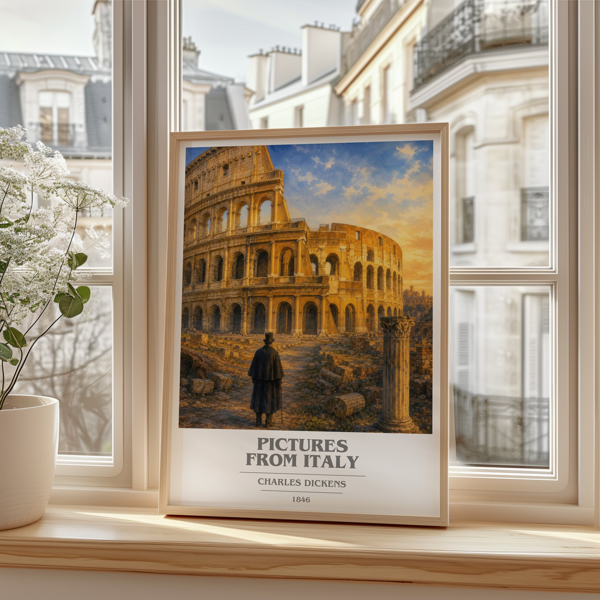 Pictures From Italy book cover poster colour and style options – Charles Dickens book art