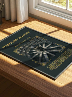 Power/knowledge Minimalist Book Poster by Michel Foucault – print on a sunlit desk