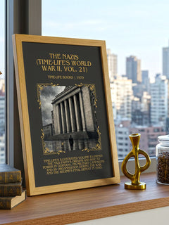 The Nazis (Time-Life's World War II, Vol. 21) Minimalist Book Poster by Time-Life Books – framed print on a city-view windowsill