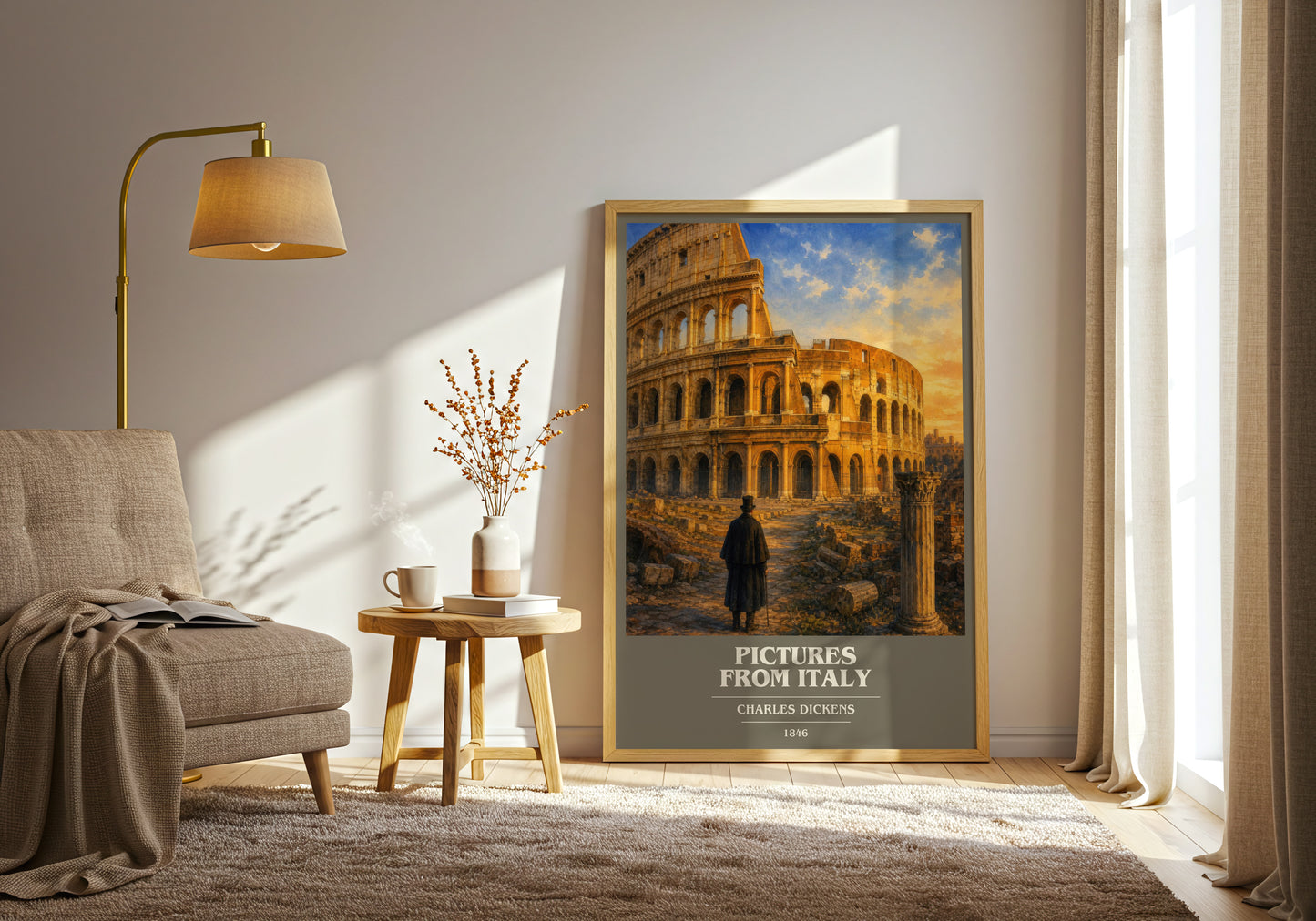 Pictures From Italy book cover print on bookshelf – Charles Dickens fan gift