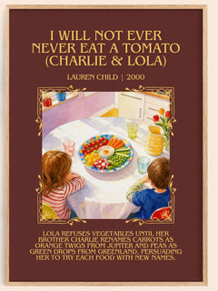 I Will Not Ever Never Eat a Tomato (Charlie & Lola) Minimalist Book Poster by Lauren Child – book poster