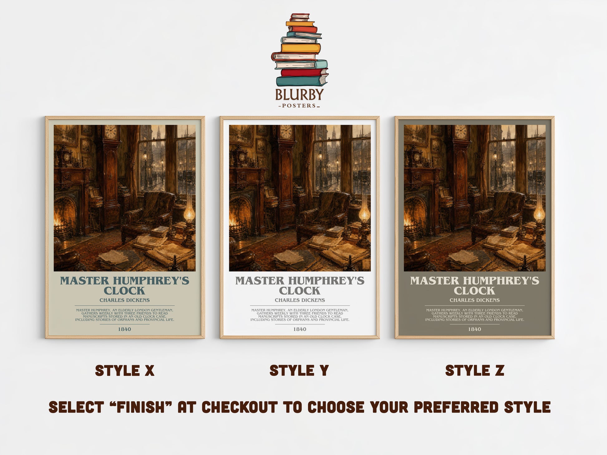 Master Humphrey'S Clock bookish print in frame leaning in hallway – classic literature wall art