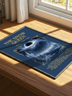 The Snow Queen Minimalist Book Poster by Joan D. Vinge – print on a sunlit desk
