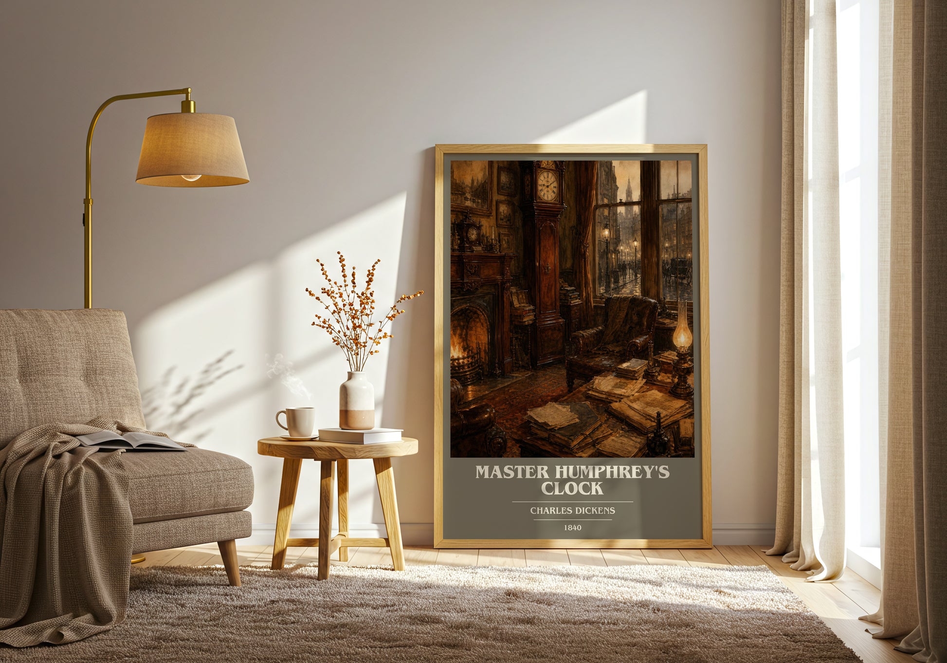 Master Humphrey'S Clock book cover print on bookshelf – Charles Dickens fan gift