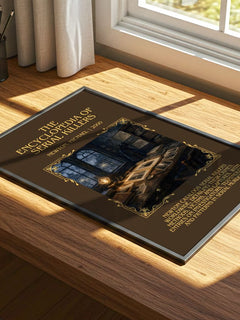 encyclopedia of serial killers Minimalist Book Poster by N. Michael – print on a sunlit desk