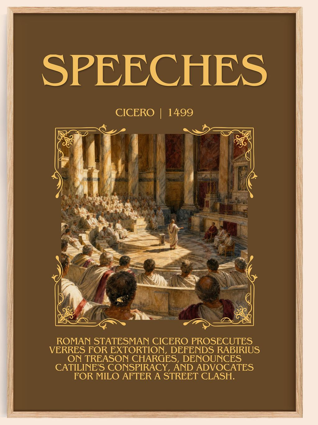Speeches Minimalist Book Poster by Cicero – book poster