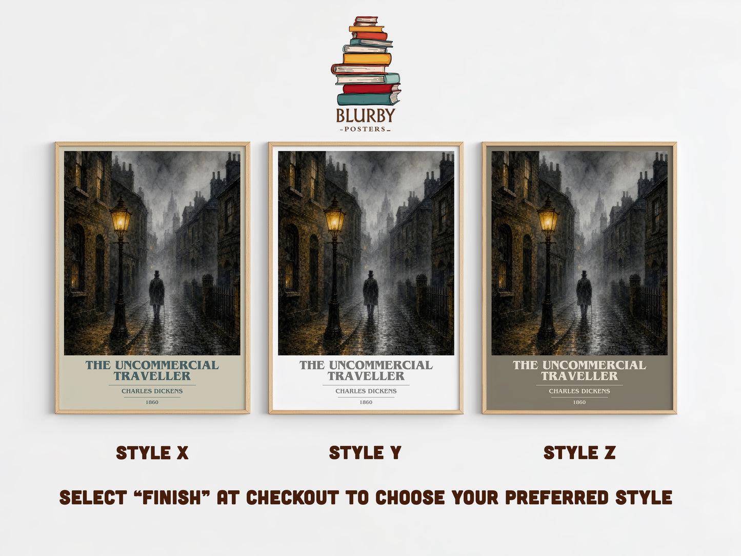 The Uncommercial Traveller book cover print in frame leaning in hallway – classic literature wall art