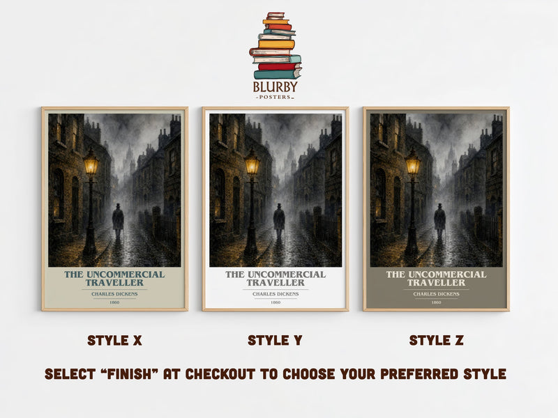 The Uncommercial Traveller book cover print in frame leaning in hallway – classic literature wall art