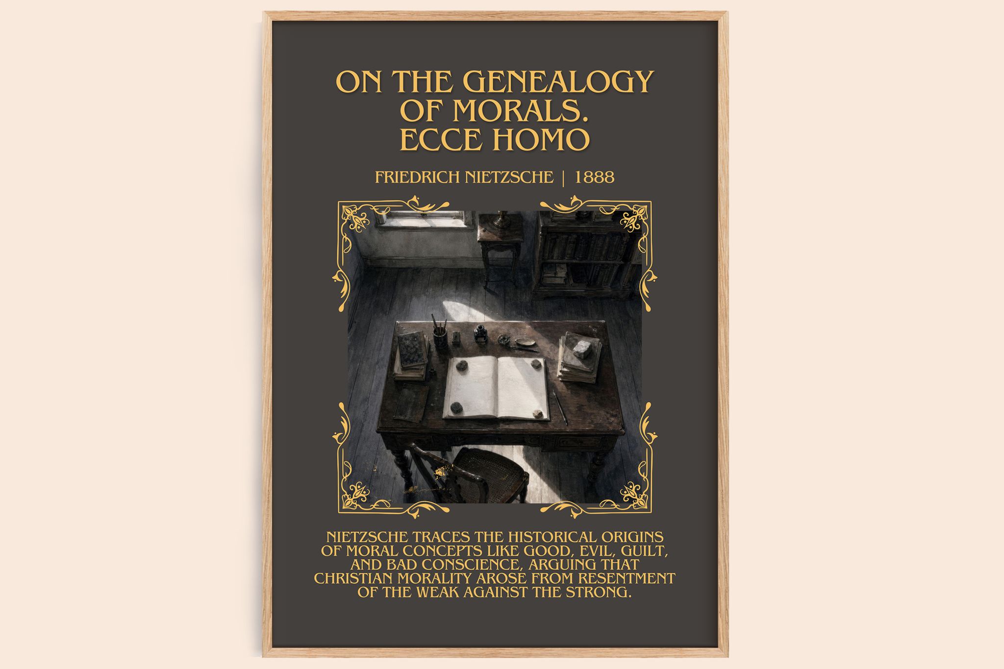On the genealogy of morals.  Ecce Homo Minimalist Book Poster by Friedrich Nietzsche