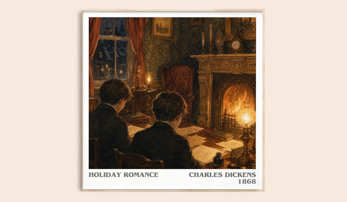 Holiday Romance literary book poster by Charles Dickens – framed literary art print