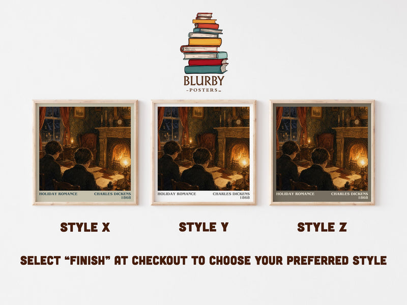Holiday Romance literary print in frame leaning in hallway – classic literature wall art