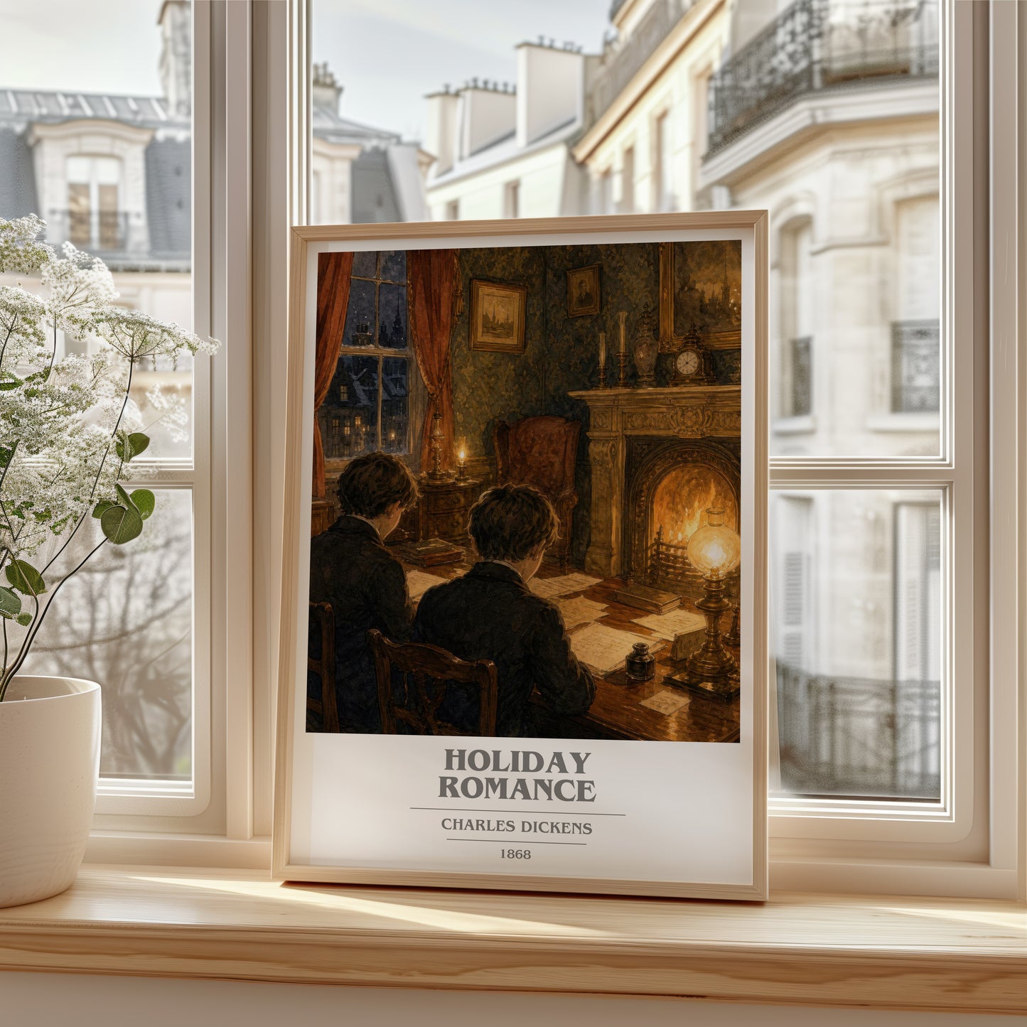 Holiday Romance book cover poster colour and style options – Charles Dickens book art